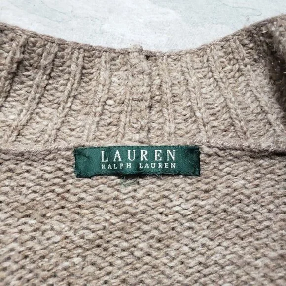 Ralph Lauren Cardigan‎ Womens Medium Brown Open Front Long Sleeve - Picture 4 of 8